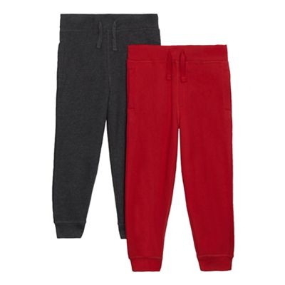 bluezoo Pack of two boys' red and grey jogging bottoms